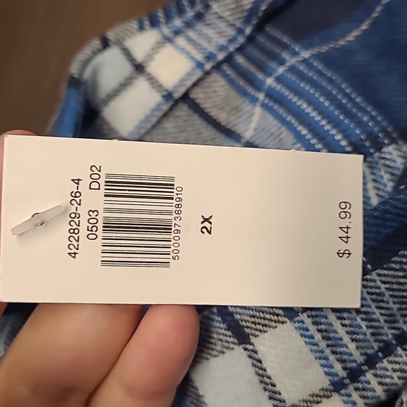 Old Navy Size 2X Blue Plaid Longsleeve Boyfriend Button Down Shirt - Picture 8 of 8